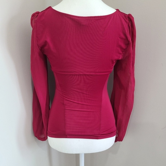 BEBE TOP WITH SHEER ARMS - Picture 5 of 5